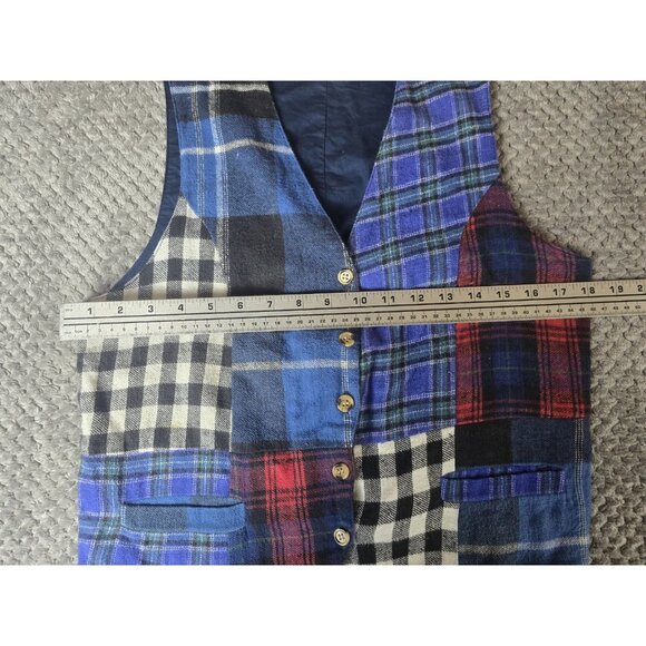 Vintage 90s Streetwear Womens Medium Faded Quilt Patchwork Suit Vest Jacket - Picture 5 of 6